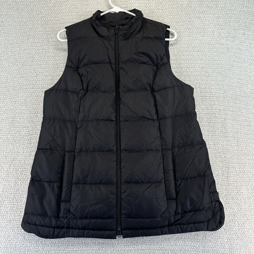 J Jill Down Quilted Puffer Vest Womens Medium Petite Black‎ Outdoor Gorpcore